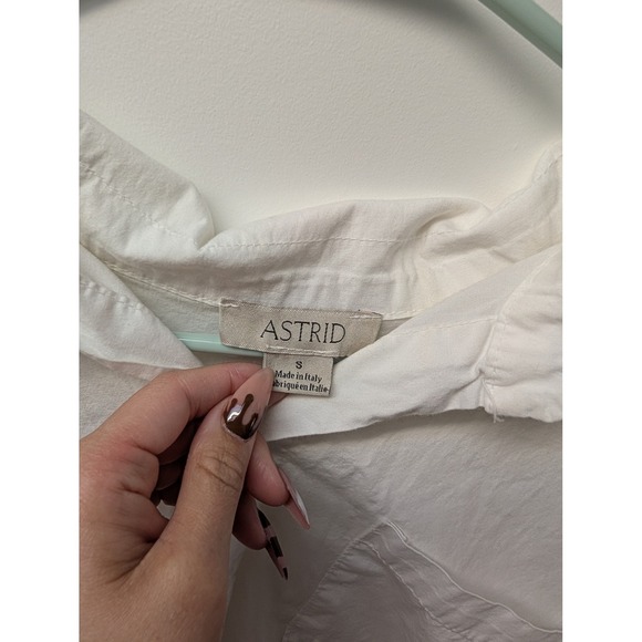 Astrid White Cotton Button Up Shirt Long Sleeve Oversized Made in Italy Size S - Picture 3 of 4